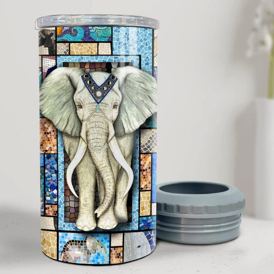 Personalized Elephant Can Cooler Mosaic Style Cute Best Gift