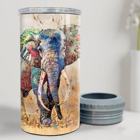 Personalized Elephant Can Cooler Safari Watercolor Style Gift For Mama