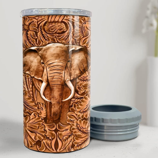 Personalized Elephant Can Cooler Sculpture Drawing Style For Women