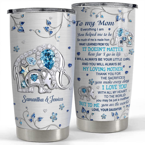 Personalized Elephant Tumbler Crystal Drawing From Daughter To Mom