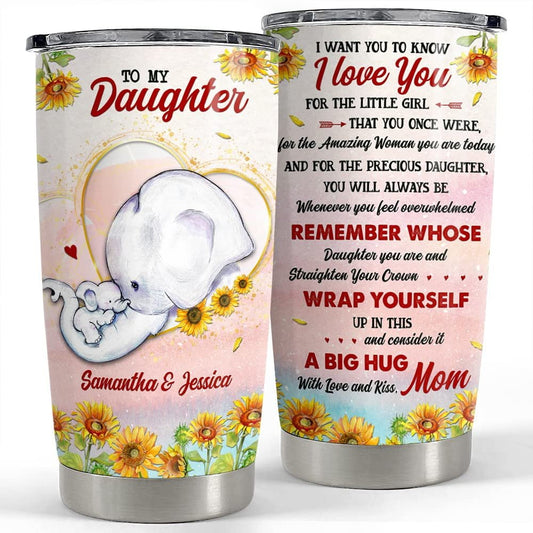 Personalized Elephant Tumbler Daughter And Mom Animal Lover Gift
