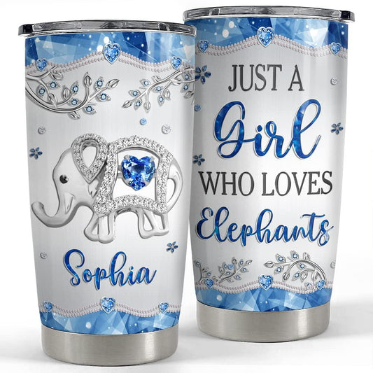 Personalized Elephant Tumbler Jewelry Drawing Style For Animal Lover