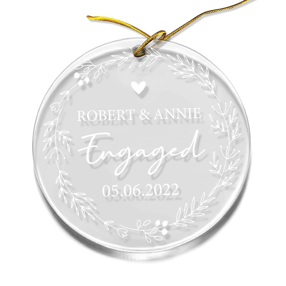 Personalized Engaged Ornament Crystal Glass Christmas Gift
