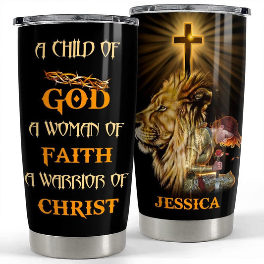 Personalized Faith Tumbler Warrior Lion God For Women For Girl