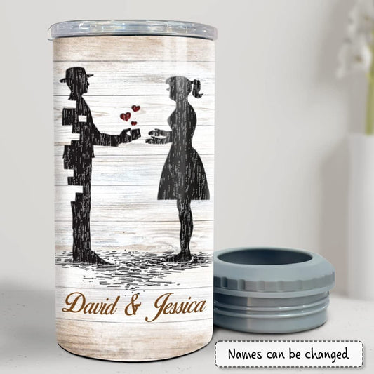 Personalized Father And Daughter Can Cooler Engraved Wood Style