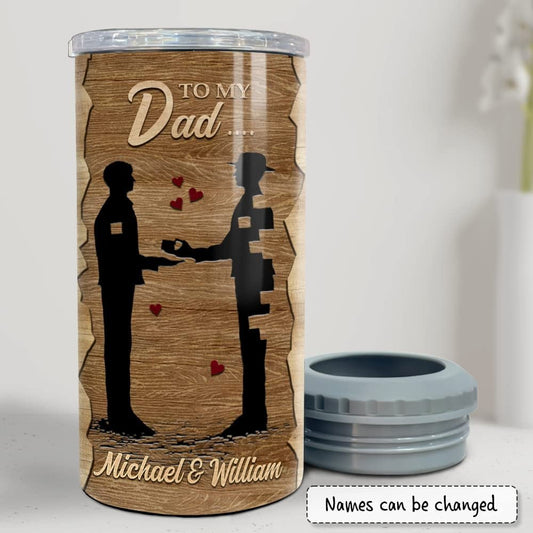 Personalized Father Can Cooler To Dad From Son Wood Style Best Gift