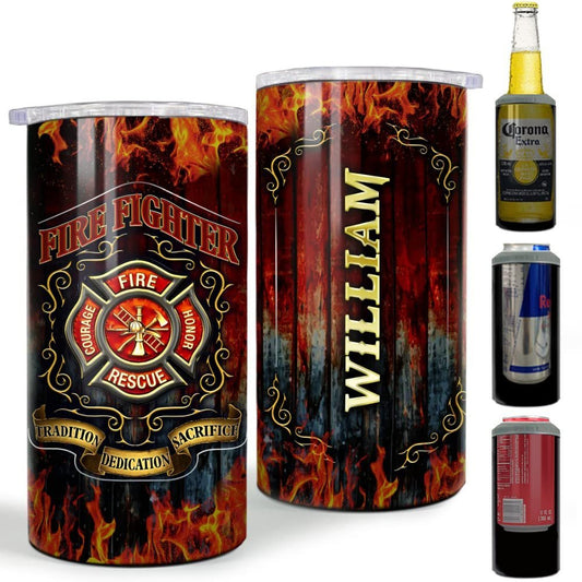 Personalized Firefighter Can Cooler Tradition Dedication Sacrifice