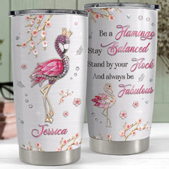 Personalized Flamingo Tumbler Be A Flamingo Stay Balanced