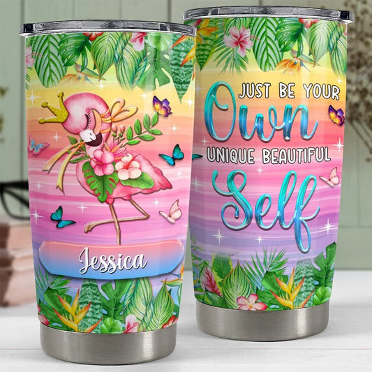 Personalized Flamingo Tumbler Beach Tropical Style For Animal Lover