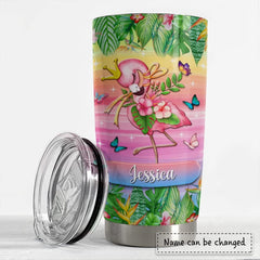 Personalized Flamingo Tumbler Beach Tropical Style For Animal Lover