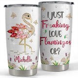 Personalized Flamingo Tumbler Pink Flamingo Jewelry For Animal Lover