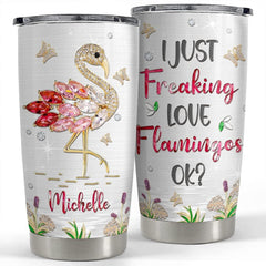 Personalized Flamingo Tumbler Pink Flamingo Jewelry For Animal Lover