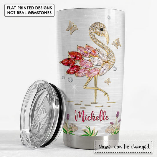 Personalized Flamingo Tumbler Pink Flamingo Jewelry For Animal Lover