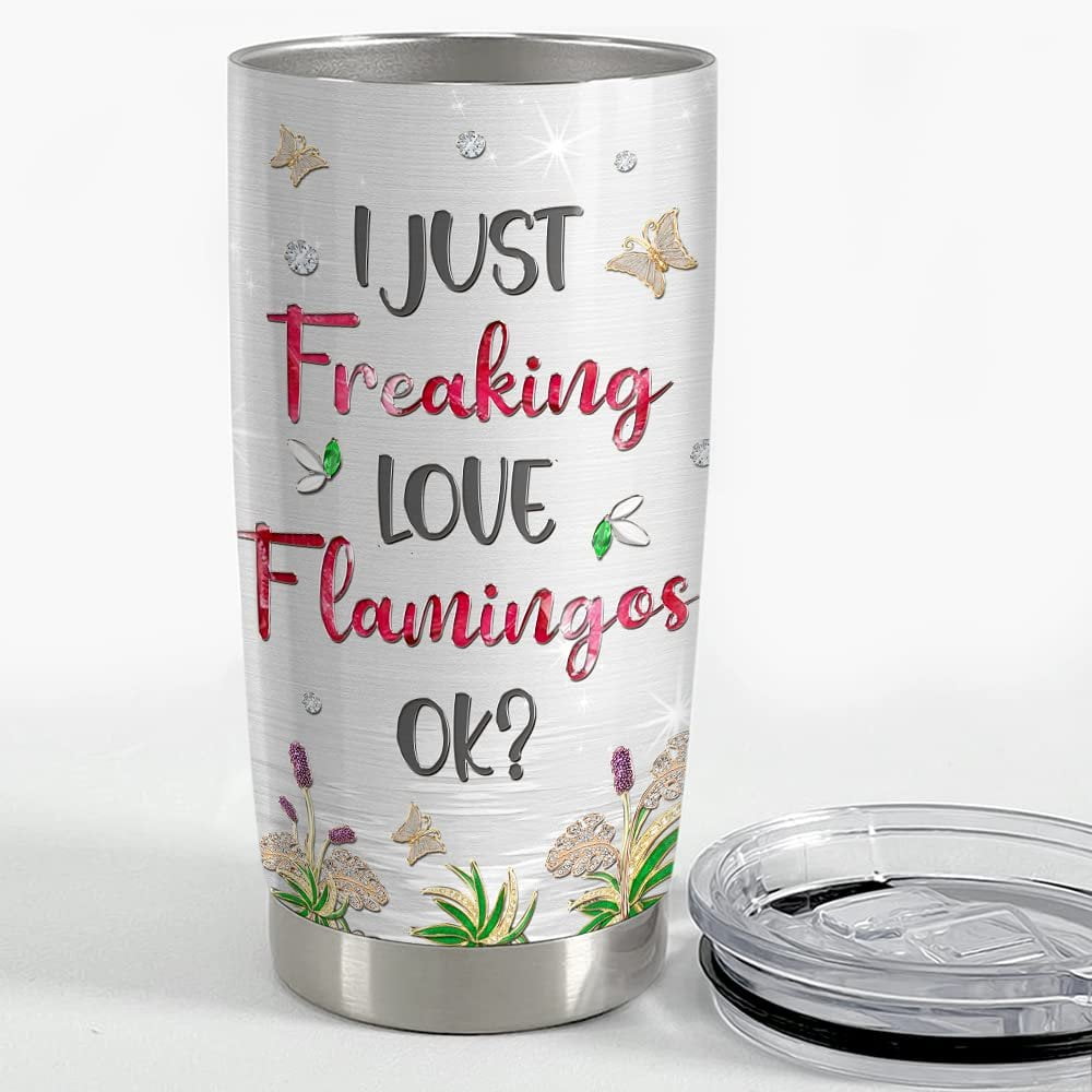 Personalized Flamingo Tumbler Pink Flamingo Jewelry For Animal Lover