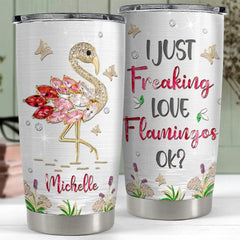Personalized Flamingo Tumbler Pink Flamingo Jewelry For Animal Lover
