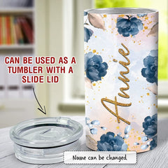 Personalized Floral Can Cooler Glitter Stainless Steel For Women