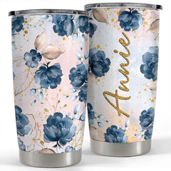 Personalized Floral Tumbler Glitter Gift For Woman Animal Lover Gift
