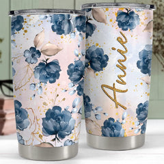 Personalized Floral Tumbler Glitter Gift For Woman Animal Lover Gift