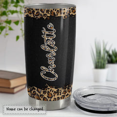 Personalized Football Mom Tumbler Leopard Pattern Mother's Day Gift