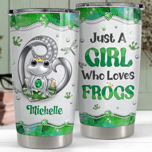 Personalized Frog Tumbler Jewelry Style Girl Loves Frogs Best Gift