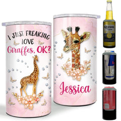 Personalized Giraffe Can Cooler Jewelry Drawing Style For Animal Lover