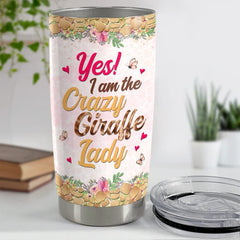 Personalized Giraffe Tumbler Floral Funny Crazy Lady For Animal Lover