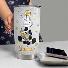 Personalized Giraffe Tumbler Jewelry Drawing Flowers For Animal Lover