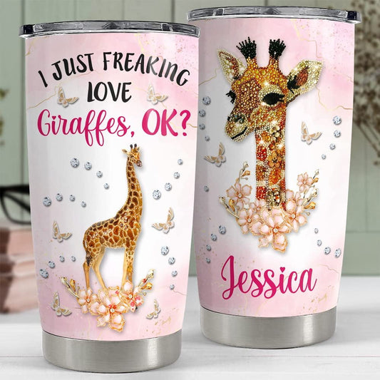 Personalized Giraffe Tumbler Jewelry Drawing Style For Animal Lover