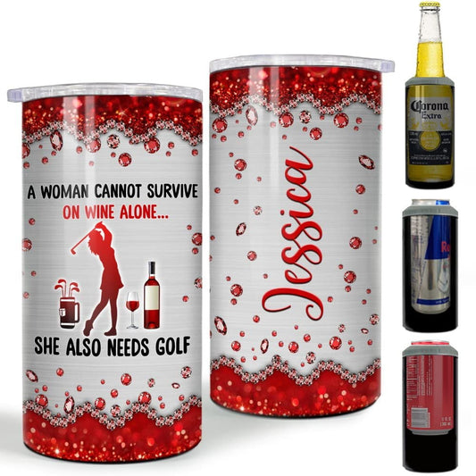 Personalized Golf Player Can Cooler Jewelry Drawing Gift For Friends