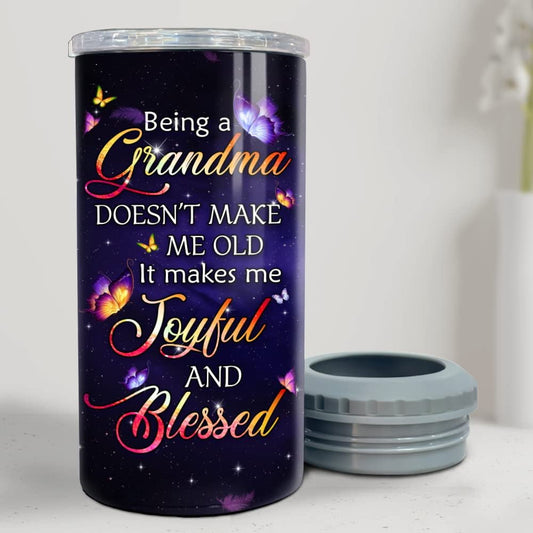 Personalized Grandma Can Cooler Butterfly Faith Joyful And Blessed