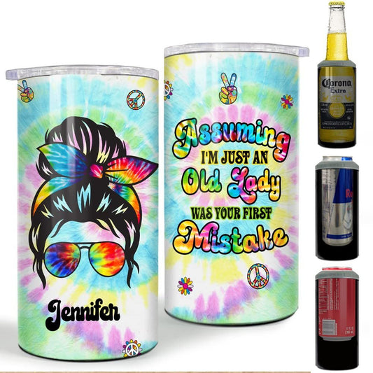 Personalized Hippie Girl Women Can Cooler Old Lady For Friends