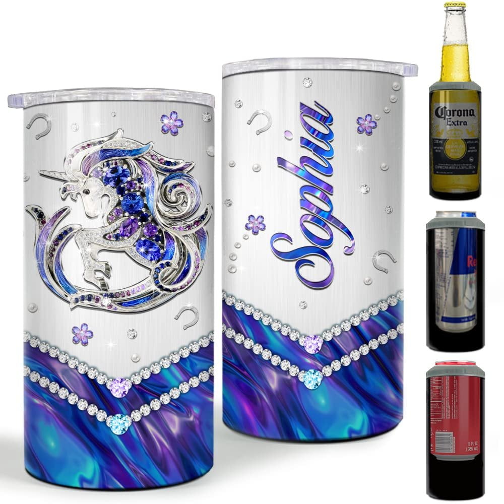 Personalized Hologram Unicorn Can Cooler Jewelry Style For Woman