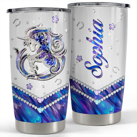 Personalized Hologram Unicorn Tumbler Jewelry Style For Animal Lover
