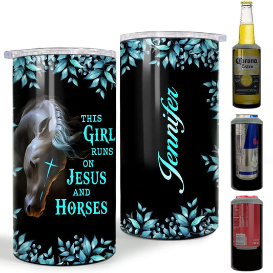 Personalized Horse Can Cooler Jesus And Horses Floral For Women