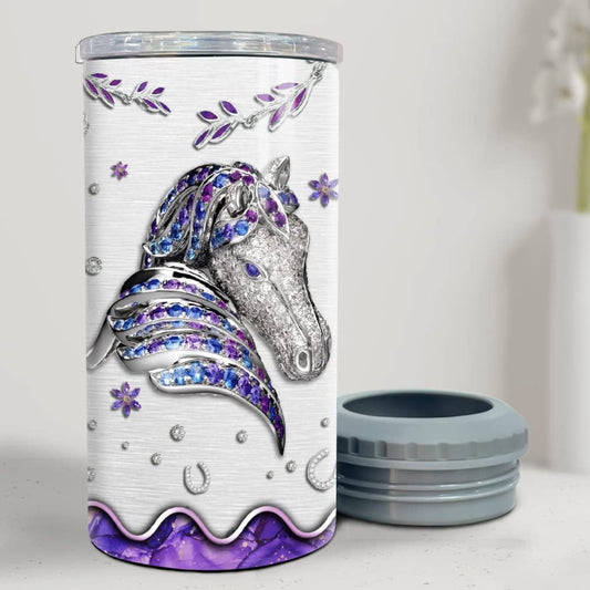 Personalized Horse Can Cooler Jewelry Drawing Style For Animal Lovers
