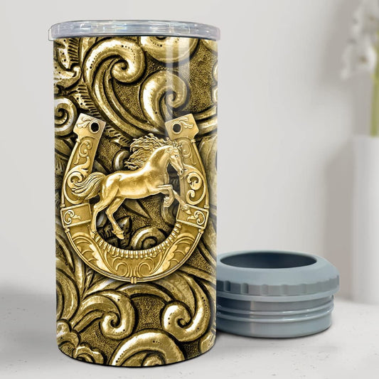 Personalized Horse Can Cooler Printed Best Gift Metallic Style