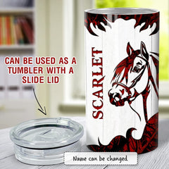 Personalized Horse Can Cooler Wood Drawing Style Gift For Animal Lover