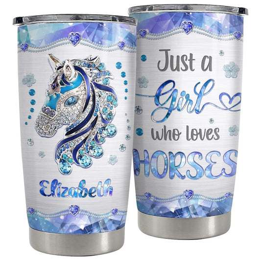 Personalized Horse Tumbler Jewelry Drawing Love Horses Best Gift