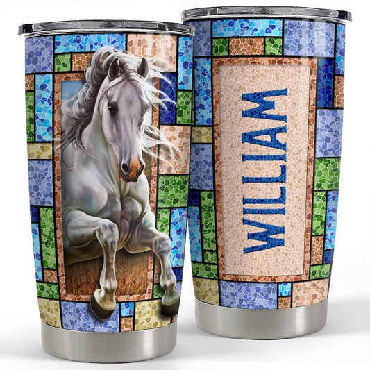 Personalized Horse Tumbler Mosaic Style For Animal Lover