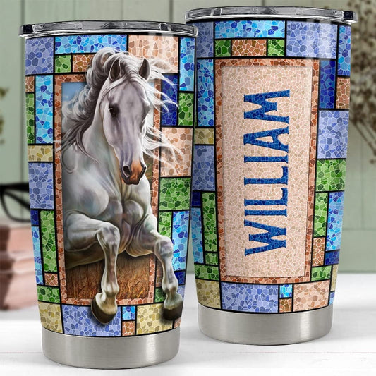Personalized Horse Tumbler Mosaic Style For Animal Lover