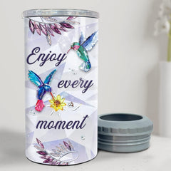 Personalized Hummingbird Can Cooler Crystal Drawing Enjoy Every Moment