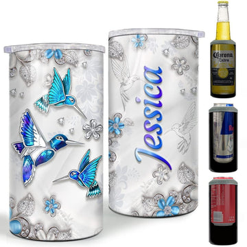 Personalized Hummingbird Can Cooler Jewelry Drawing For Animal Lover