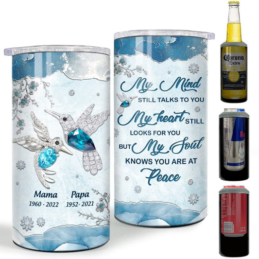 Personalized Hummingbird Can Cooler Memorial Jewelry Drawing