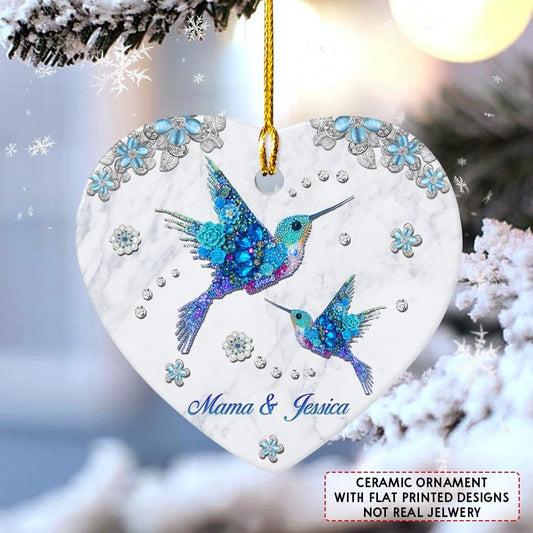 Personalized Hummingbird Ornament Jewelry Style Mom & Daughter