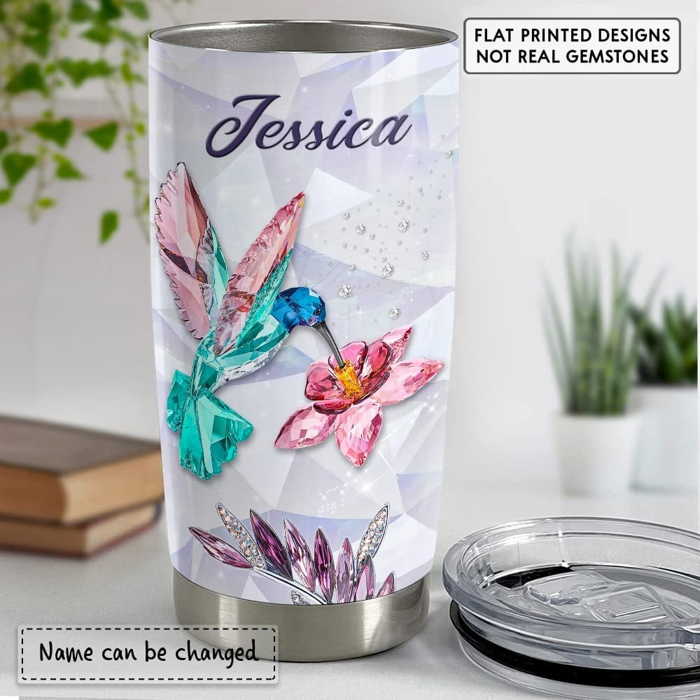 Personalized Hummingbird Tumbler Crystal Drawing Style For Girl