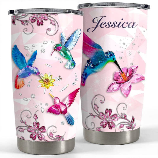 Personalized Hummingbird Tumbler Crystal Jewelry Style For Animal Lover