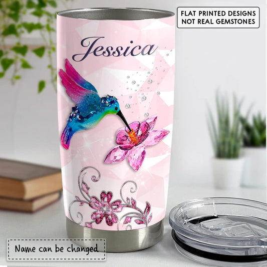 Personalized Hummingbird Tumbler Crystal Jewelry Style For Animal Lover