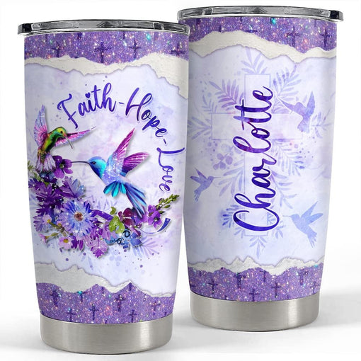 Personalized Hummingbird Tumbler Faith Hope Love Inspiration Gift