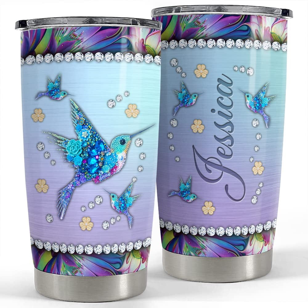 Personalized Hummingbird Tumbler Floral And Jewelry Style