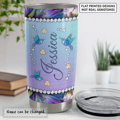 Personalized Hummingbird Tumbler Floral And Jewelry Style